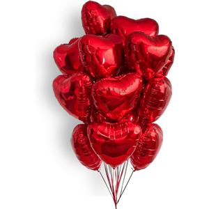 [20 pcs] red Balloons 18" a bunch of Heart Love Foil Helium Balloons, Helium Support Valentines Day Birthday Wedding Bridal Engagement Party Anniversary Mother's Day Decorations