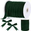 Chuangdi 1 Inch, 60 Yard Christmas Green Velvet Ribbon Wide Vintage Velvet Ribbons for Christmas Tree Ornaments Flower Bouquets Wedding Wreath Bow Making DIY Craft Choker