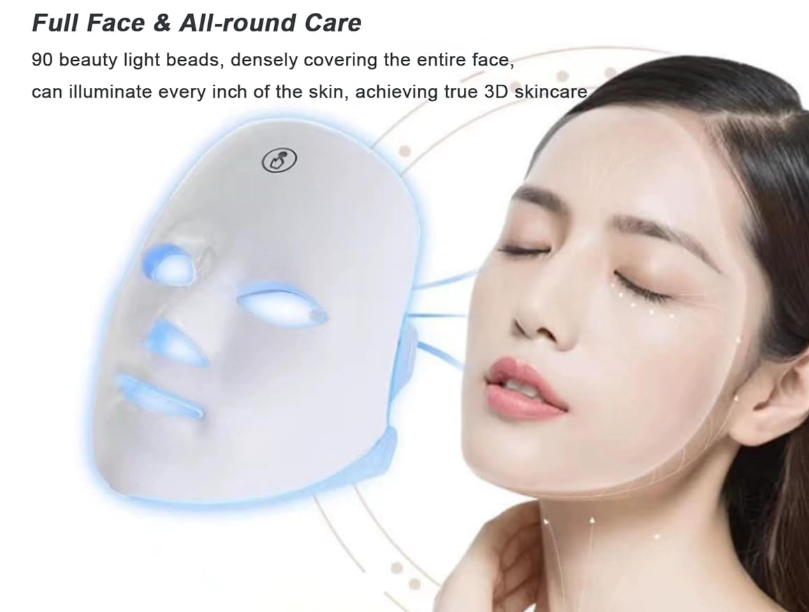 LED Face Mask for Skin Care, 7-1 Colors Portable Red Light Face Mask, Facial Skin Care Mask for Home & Travel Use