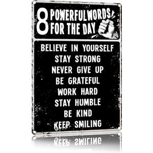 2 x Inspirational Wall Art Metal Sign 8x12 Inches Motivational Quotes Personalized Wall Decor for Bedroom Living Room Office Gym Teen Room Unique Vintage Style Home Decor Gift for Teens Adults Man Cave