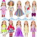 WONDOLL 10-Sets Doll-Clothes for American-14-inch-Dolls - Compatible with 14.5-inch-Dolls Handmade Clothes and Outfits Accessories Christmas Birthday Gift for Little Girl