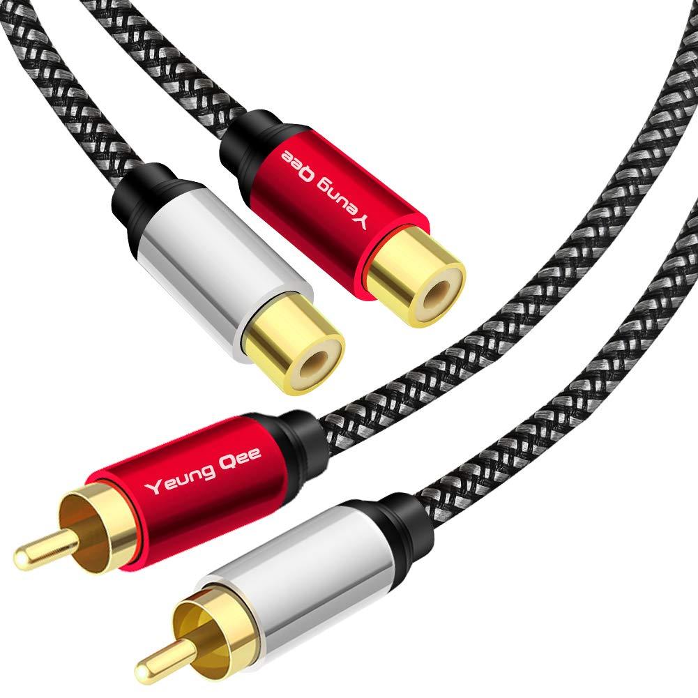 2RCA Male to 2RCA Female Extension Cable 3 ft, 2 RCA Extension Cable Nylon Braid 2 RCA Male to 2 RCA Female Stereo Audio Extension Cord (3FT/1M)
