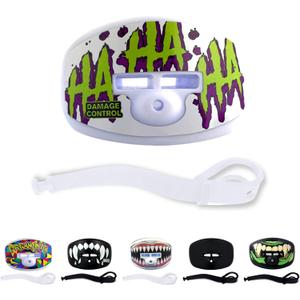 DAMAGE CONTROL Pacifier Mouthpiece  Football Mouthguard with Helmet Strap, Protects Teeth, Jaw & Mouth  Mouth Piece for Sports, No Boiling, Allows Airflow  Gear for Adults & Youth (HA HA HA)