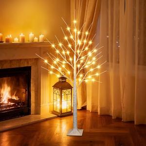 iBaycon 4FT Christmas Birch Tree Lights, Lighted Birch Tree LED Artificial Trees with 8 Modes Timer, Prelit Light Up Trees for Indoor and Outdoor Party Holiday Christmas Decorations (Warm White)