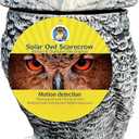 Snowy Solar Owl With Motion Detector, Flashing Eyes, Spinning Head, Realistic Hooting and Silent Mode, Outdoor Statue, Winter Garden Decoration for Home, Patio and Fence