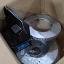 TRQ Front Brake Pad and Rotor Set Ceramic Slotted Drilled Calipers Hoses Compatible with 2005-2011 Toyota Tacoma