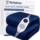Westinghouse Electric Blanket Heated Throw, Super Cozy Soft Flannel 50"" x 60"" Heated Throw with 6 Fast Heating Levels & 2-10 Auto-Off, Machine Washable, ETL&FCC Certification, Navy Blue