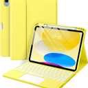 Harvopu Compatible for iPad 11th 10th Generation Case with Keyboard, Folio Cover with Pencil Holder, Multi-Touch Trackpad, 7 Color Backlit, Detachable Keyboard for iPad (A16) 11th/10th Gen (Yellow)