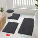 Smiry Luxury Chenille Bathroom Rugs 44x32, Extra Soft and Absorbent Shaggy Bath Mat, Machine Washable, Non-Slip Plush Carpet Runner for Tub, Shower, and Floor, Home Decor Accessories, Charcoal Grey