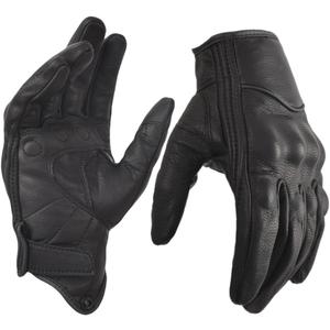 Motorcycle Gloves for Men Touchscreen Full Finger Leather Gloves Protection Riding Driving Biker Glove Black (XX-Large)