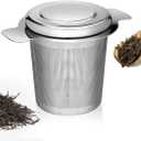 3 x LHS Loose Leaf Tea Infuser, Tea Filter, Stainless Steel Infuser Basket, Extra Fine Mesh Tea Strainer for Loose Tea, Perfect Size Double Handles, Tea Infuser with Lid Fits Most Tea Pots, Mugs, Cups