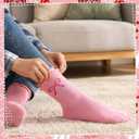 5 Pairs Women Pilates Grip Socks with Ruffle, Cute Non Slip Yoga Socks Bow Frilly Crew Sock for Barre Yoga Dance Workout Barefoot Fitness Hospital Home (Pink)