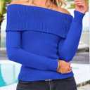 PRETTYGARDEN Off The Shoulder Sweater for Women 2026 Fall Fashion Cute Long Sleeve Tops Winter Ribbed Pullover Knit Outfits (M)