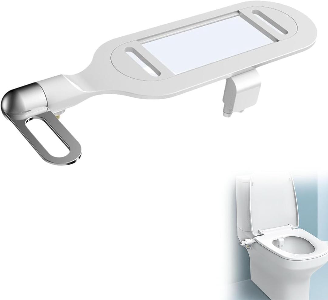Phito Bidet Toilet Seat Dual Nozzle, Airlando Smart Toilet Flusher, Ultra Thin Smart Toilet Flusher Kit, Self Cleaning Dual Nozzle Adjustable Water Non Electric Bidet Fresh Water Spray (1pc)