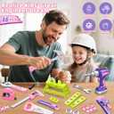Kids Tool Set with Portable Tool Box & Electronic Toy Drill, Toddler Tool Set, Construction Tools for Kids Ages 3 4 5 6, 46 Pcs Tool kit for Christmas & Birthday Gifts for Girls, Child-Size