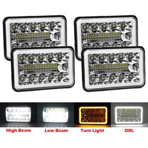 4PCS 4X6 Inch LED Halo Headlights Sealed Beam DRL Turn Light Compatible With Chevy Suburban C10 C20 K10 K30 K5 Blazer (1981-1987) H4651 H4642 H4652 H4656 H4666 H4668 H6545 Replacement