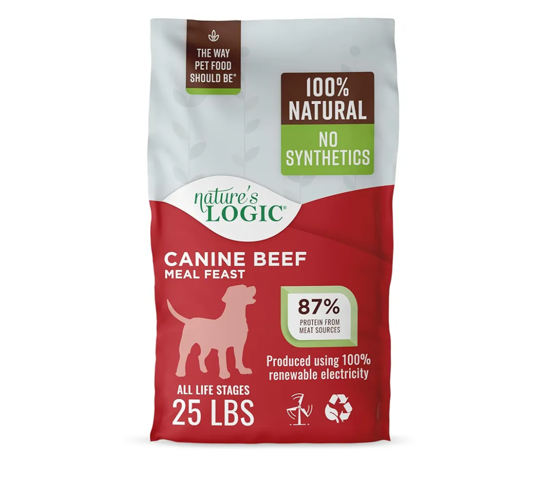 NATURE'S LOGIC Dry Dog Food - 100% Natural - No Synthetics - for All Ages, Sizes, Breeds - Free from Common Allergens, High Protein - Beef Meal Feast, 25lbs