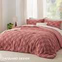 Bedsure Queen Size Comforter Set Grayish Pink, Boho Tufted Bed Set, Checkered Farmhouse-Style Distressed Vintage Bedding, 3 Pieces, 1 Plaid Geometric Comforter and 2 Pillow Shams