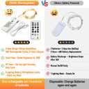 ZSJWL 6 Pack Rechargeable Fairy Lights with Remote & DIY Timer, 7Ft 20LED Mini Battery String Light, Twinkle Silver Copper Wire Lights for Wedding Party Bedroom Christmas Table Decoration(Warm White)