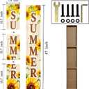 Hello Summer wooden porch sign Vertical hanging decorations Welcome sign front door standing Decorative sign 47x7.8Inch Sunflower pattern Suitable for Outside Decor