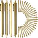 Sayglossy 30 Pcs Gold Slim Ballpoint Pens Bulk Golden Retractable Black Ink Medium Point (0.5mm) Plastic Writing Ballpoint Pen for Wedding Guest Bridal Shower Party Favors Office (Gold)