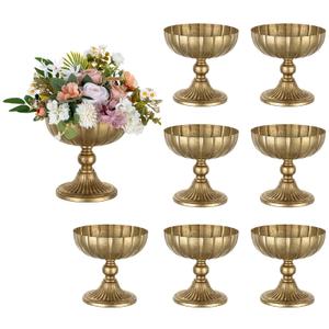 NUPTIO Gold Compote Vase for Centerpiece, 8.15" Tall, 8 Pcs
