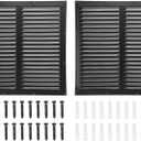 PATIKIL 16"x16" Aluminum Gable Vent, 2Pcs Exterior Wall Outlet Vent Square Soffit Vents HVAC Louver Air Grille with Built-in Screen for House Attic Garage Ceiling, Black