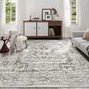 9x12 Area Rugs for Living Room, Machine Washable Non Slip Vintage Rug, Non-Slip Stain Resistant, Large Soft Home Decor Rug for Bedroom Dining Room (Beige/Brown, 9'x12')