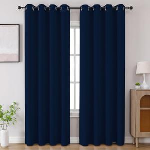 CUCRAF Navy Blue Blackout Curtains 96 inch Length 2 Panels Set, Room Darkening Drapes for Living Room Bedroom, Thermal Insulated Light Blocking Grommet Window Curtain (W52 x L96 Inch)