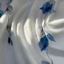 Watercolor Blue Leaves Window Valance for Bedroom Living Room, Grey Leaf Vine Plant Curtains Valanes for Windows, 3" Rod Pocket Window Treatment for Season Home Decorations, 54 x 18 Inch, 1 Panel