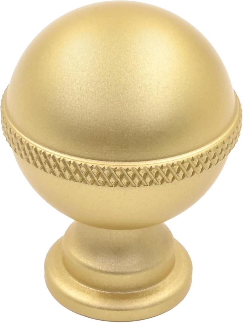 Alzassbg 10 Pack Matte Gold Cabinet Knobs, 1-1/4 Inch(30mm) Diameter Knurled Round Ball Kitchen Knobs for Cabinets and Drawers AL6048MGP