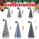 6 Pcs 12" 10" 6" Christmas Cone Tree Decoration Christmas Glitter Table Tree Farmhouse Tree Tiered Tray Ornament Xmas Tree for Home Holiday Entryway Tabletop Tree Centerpiece Decor (Black and Gray)