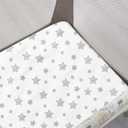 Pack and Play Sheets, 2 Pack Mini Crib Sheets, Stretchy Playard Fitted Sheet, Compatible with Graco Pack n Play, Soft and Breathable Material, Grey & White