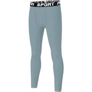 MIVEI Boys Youth Compression Leggings Athletic Sports Tights for Basketball Football Base Layer Pants for Kids Under Shorts (Gray, L)