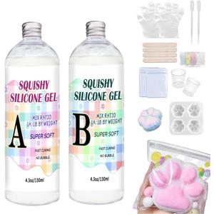 OOTDART Taba Squishy Kit, Complete DIY Silicone Rubber Set with Cats Paw Mold, Ideal for Various Creative Crafts and Stress Relief (8.6, Ounces)
