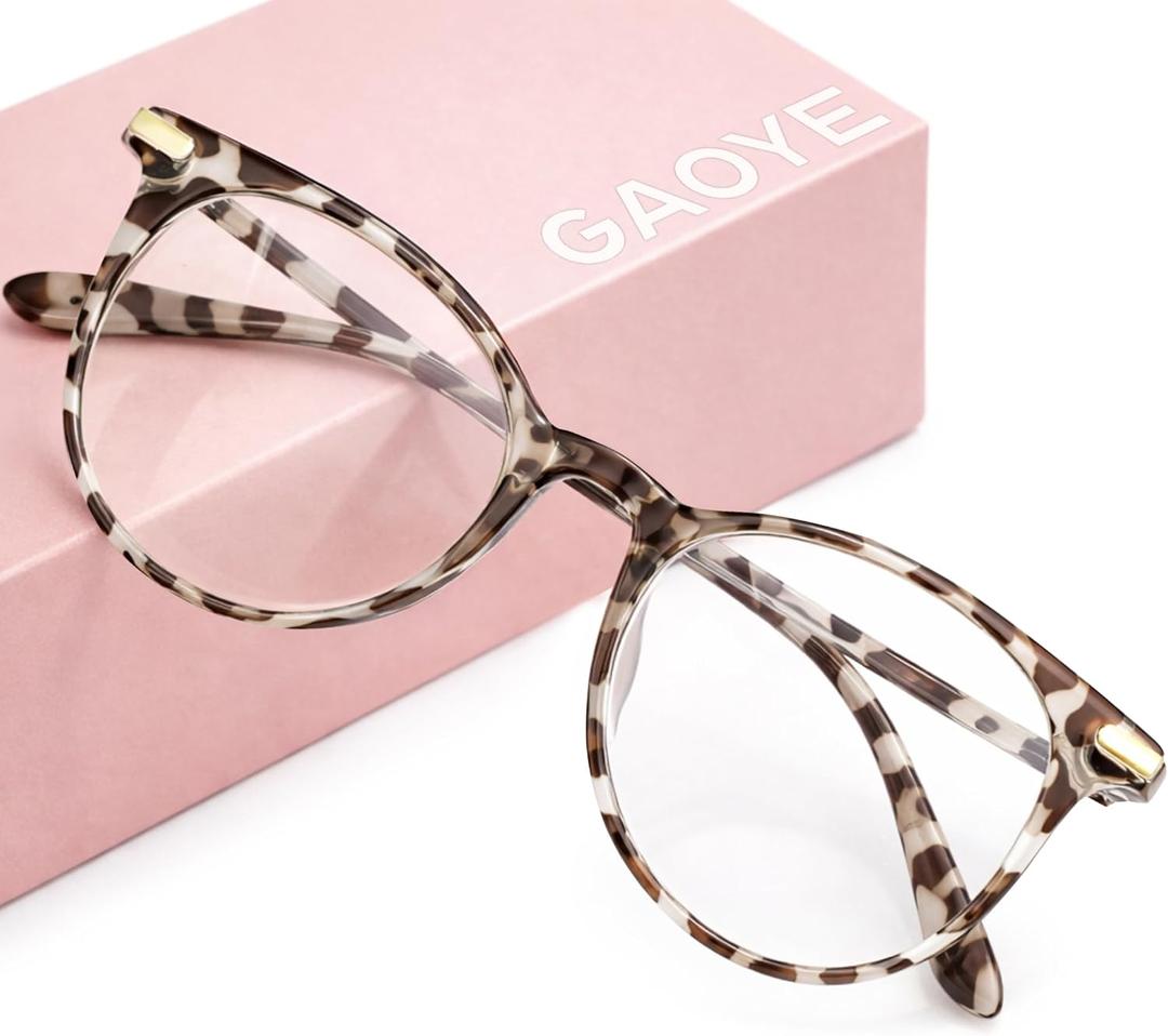 Gaoye Blue Light Blocking Glasses, Retro Round Eyewear Frame Anti Eyestrain Computer Glasses for Women Men (Leopard)