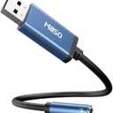 MillSO USB to 3.5mm Audio Jack Adapter, Sapphire Blue TRRS USB to AUX Audio Jack External Stereo Sound Card for Headphone, Speaker, PS4, PS5, PC, Laptop, Desktops - 1 Feet