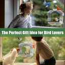 Clear Window Bird Feeder with Strong Suction Cups Clear Bird Feeding Station with Dual Seed Tray & Water Bowl Easy to Install and Clean for Outdoor Viewing