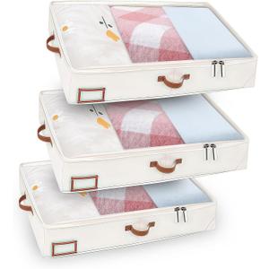 3 Pack Under Bed Storage Containers, 40" x 20" x 5" Foldable Under Bed Storage Box, Collapsible Closet Under the bed Storage Bags for Blankets, Towels, Comforter, Sweaters, Pillows