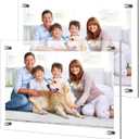 DoubleFill 2 Pack Extra Large Frameless Floating Acrylic Frame Wall Mount Magnetic Acrylic Picture Frames with Chrome Standoffs Double Panel Floating Frame for Photo Poster Display (16 x 20 Inch)