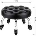 Pedicure Stool - Low Roller Seat Swivel Stool with Wheels, Black Low Chair with PU Leather Seat (Black StyleB)
