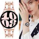 20mm Watch Band for Samsung Galaxy Watch 7 6 5 4 FE Band 40mm 44mm, Women Dressy Metal Band for Samsung Watch Bands Watch 6 Classic 43 47mm/5Pro/4 Classic/Watch 3 41mm/Active 2-Rose Gold