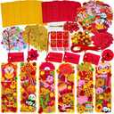 Winlyn 24 Sets Chinese New Year Decorations DIY Good Luck Bookmarks Craft Kits Blank Foam Bookmarks with Lunar New Year Stickers for Kids Asian Classroom Activities Reading Party Favors Gift Exchange