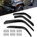 Front & Rear Fender Flares Extension Set Replacement for 2018-2024 Jeep Wrangler JL JLU Wheel Fender Liner (Fit for Sahara Low Fenders, Not fit 4xe)