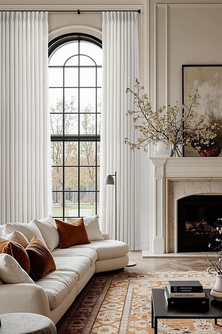 Pinch Pleated Linen Curtains 144 Inches Long for Living Room 2 Panel Set Floor to Ceiling Drapes Natural Cream Beige Ivory Light Filtering Pinch Pleat Curtain Back Tab Neutral Boho Farmhouse Window