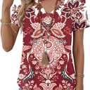 Kistore Womens Summer Tops Short Sleeve V Neck Casual Shirts Beach Vacation Dressy Work Blouses (M)