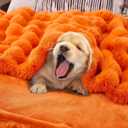 DREAMNINE Soft Faux Bubble Rabbit Fur Blanket Twin Size, Thick Cozy Decorative Warm Fuzzy Fur Blanket for Bed Couch Sofa Chair Bedroom Living Room Dorm Gift, 60 * 70 Inches, Orange