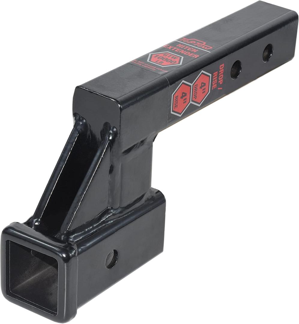 TOPTOW 64122 2-inch Receiver Trailer Hitch Extension Riser with 4.25-inch Rise/Drop, 7" & 9" Extender, 2-inch Solid Shank, 10000lbs Towing Capacity, Anti-Rattle Bolt (4" Drop/Rise)