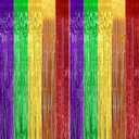 5 x 2 Pack 3.2ft x 9.8ft Rainbow Colored Pride Flag Metallic Foil Fringe Curtain, 6 Colors Multicolored Tinsel Curtains Streamers Party Photo Booth Props Backdrop for Gay Pride Month LGBTQ+ Decorations