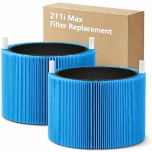 Blue Pure 211i Max AllergenBlock Filter Replacement Compatible with Blueair 211i Max Air Purifier, H13 Ture HEPA and High-Efficiency Activated Carbon Filters, Replacement Part #F2MAX